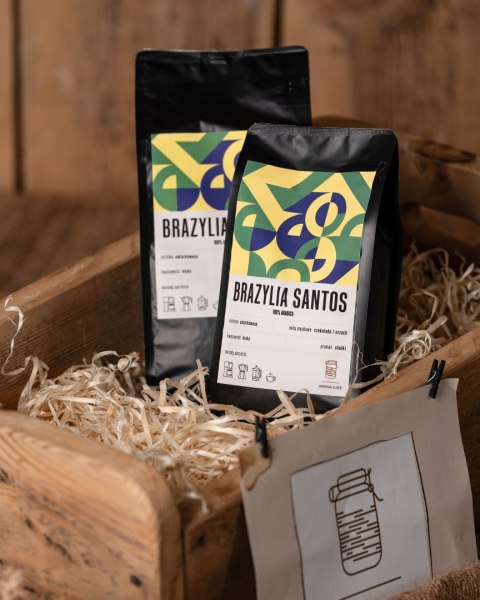 ŚWIEŻO PALONA KAWA ZIARNISTA BRAZYLIA SANTOS ARABICA 1,75KG ZESTAW PREZENT